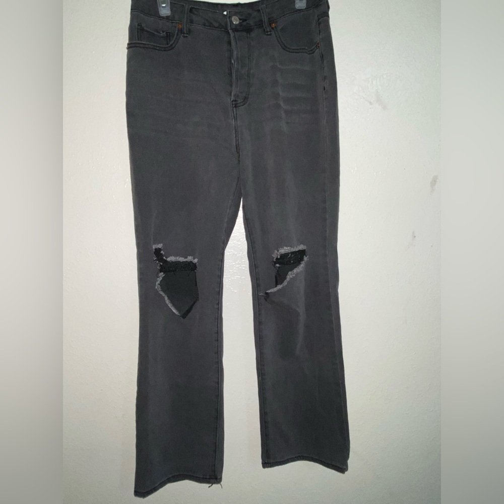 Dark-wash denim boyfriend jeans